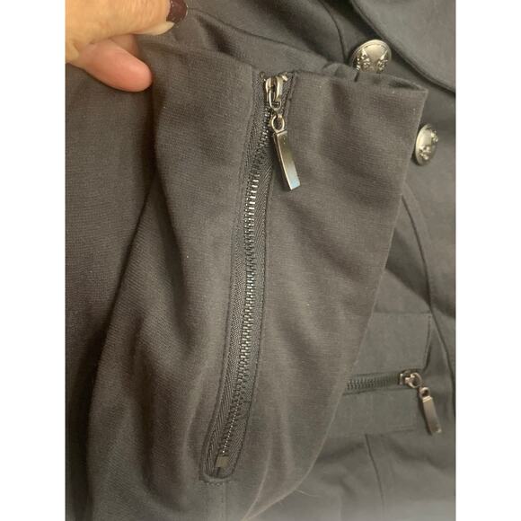 NEW Cecico Military Jacket Blazer M Charcoal Womens Band Cropped Zip Front Biker - Picture 4 of 11